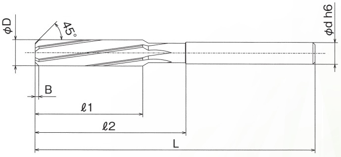 直柄螺旋刃機械鉸刀- 車床用 (A型) DIN8089